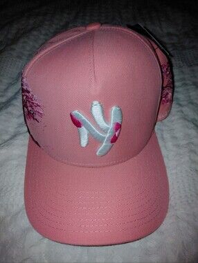 NY Pink Cherry Blossom Women's Baseball Cap with Embroidered Logo